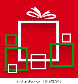 green and red gift box blank for your text, Boxing day design background.vector illustration.