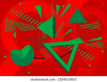 Green and red graphic background illustration design. Vector with color geometric shapes backdrop.