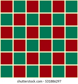 Green Red Grid Christmas Chess Board Background Vector Illustration