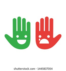 green and red hands emoji