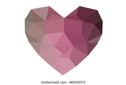 Green, red heart isolated on white background. Geometric rumpled triangular low poly origami style gradient graphic illustration. Vector polygonal design for your business.