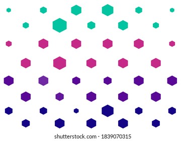 Grüner, roter, hellvioletter Vektorhintergrund mit Hexagons. Abstrakte Illustration im sechseckigen Stil. Entwürfe für Website-Poster, Banner und Buchumschläge.