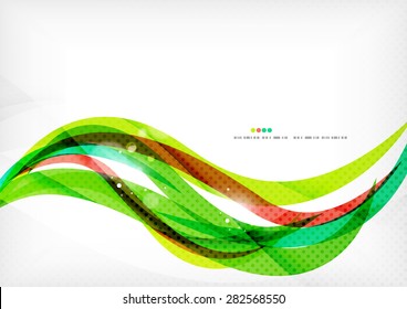 Green and red line swirls, modern abstract background