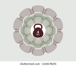 Green and Red linear rosette with 4kg kettlebell icon inside