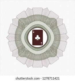 Green and Red linear rosette with ace of clover icon inside