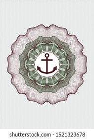 Green and Red linear rosette with anchor icon inside