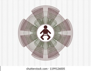 Green and Red linear rosette with baby icon inside