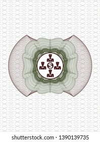 Green and Red linear rosette with business teamwork and money icon inside