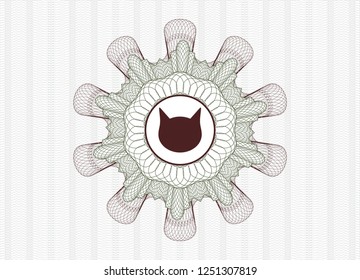 Green and Red linear rosette with cat face icon inside