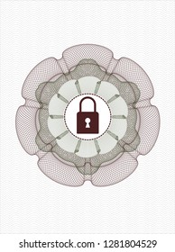 Green and Red linear rosette with closed lock icon inside