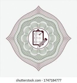 Green and Red linear rosette. with customer feedback icon inside