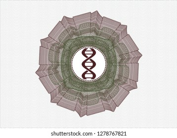 Green and Red linear rosette with dna icon inside