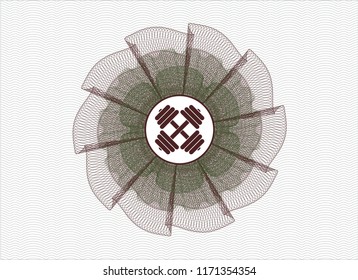 Green and Red linear rosette with dumbbell icon inside
