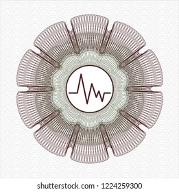 Green and Red linear rosette with electrocardiogram icon inside