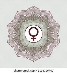Green and Red linear rosette with female icon inside