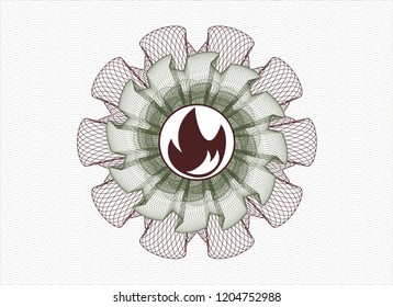 Green and Red linear rosette with fire icon inside