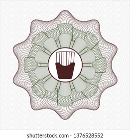 Green and Red linear rosette with fries icon inside