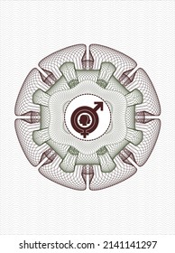 Green and Red linear rosette. with gender dysphoria icon inside