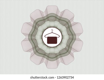 Green and Red linear rosette with hanger with towel icon inside