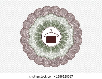 Green and Red linear rosette with hanger with towel icon inside
