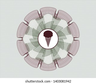 Green and Red linear rosette with ice cream icon inside