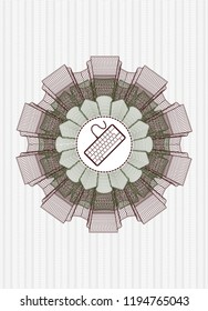 Green and Red linear rosette with keyboard icon inside