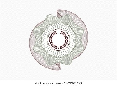 Green and Red linear rosette with laurel wreath icon inside