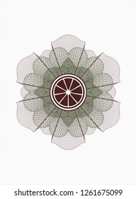 Green and Red linear rosette with orange icon inside