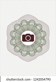 Green and Red linear rosette with photo camera icon inside