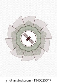 Green and Red linear rosette with satelite icon inside