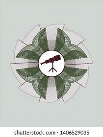 Green and Red linear rosette with telescope icon inside