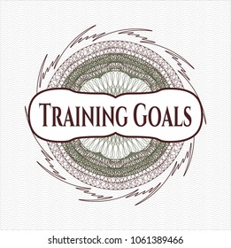 Green and Red linear rosette with text Training Goals inside