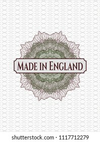 Green and Red linear rosette with text Made in England inside