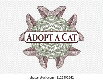 Green and Red linear rosette with text Adopt a Cat inside