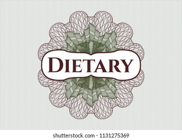  Green and Red linear rosette with text Dietary inside