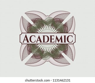 Green and Red linear rosette with text Academic inside