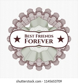 Green and Red linear rosette with text Best Friends Forever inside