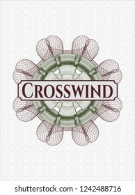 Green and Red linear rosette with text Crosswind inside
