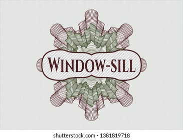 Green and Red linear rosette with text Window-sill inside