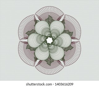 Green and Red linear rosette. Vector Illustration. Detailed.