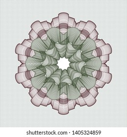 Green and Red linear rosette. Vector Illustration. Detailed.