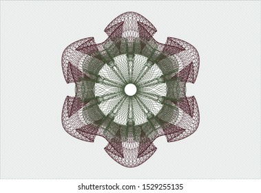 Green and Red linear rosette. Vector Illustration. Detailed.