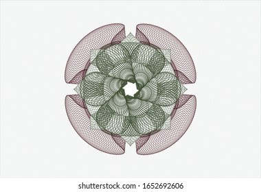 Green and Red linear rosette. Vector Illustration. Detailed.