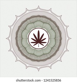 Green and Red linear rosette with weed leaf icon inside
