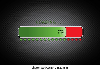 Green and red loader with percentage. Isolated editable vector.