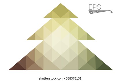 Green red low polygon style christmas tree vector illustration consisting of triangles. Abstract polygonal origami or crystal design of New Years celebration. Isolated on white background.