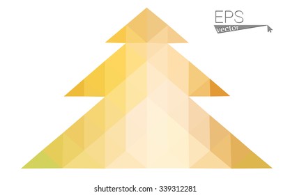 Green red low polygon style christmas tree vector illustration consisting of triangles. Abstract polygonal origami or crystal design of New Years celebration. Isolated on white background.
