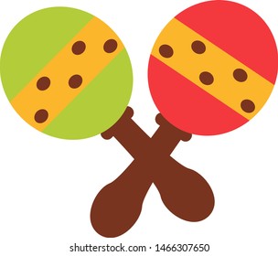 Green and red maracas, illustration, vector on white background.