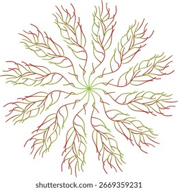 Mandala Design grün und rot gemischt