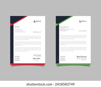 Green And Red Modern Business Letterhead Simple clean Template Design